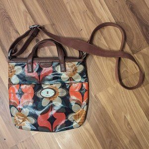 Fossil Multicolor Flower Print Coated Canvas Crossbody Shoulder Bag